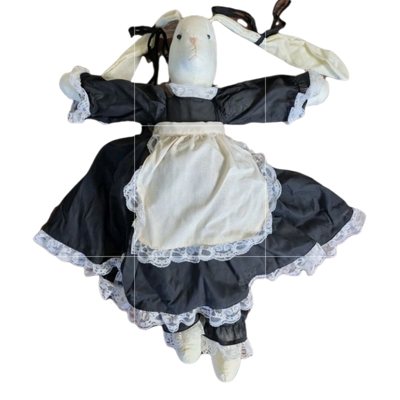 Vintage Easter Bunny Rabbits Folk Art Handmade Plush Rag Dolls Floppy Ear - Picture 3 of 10